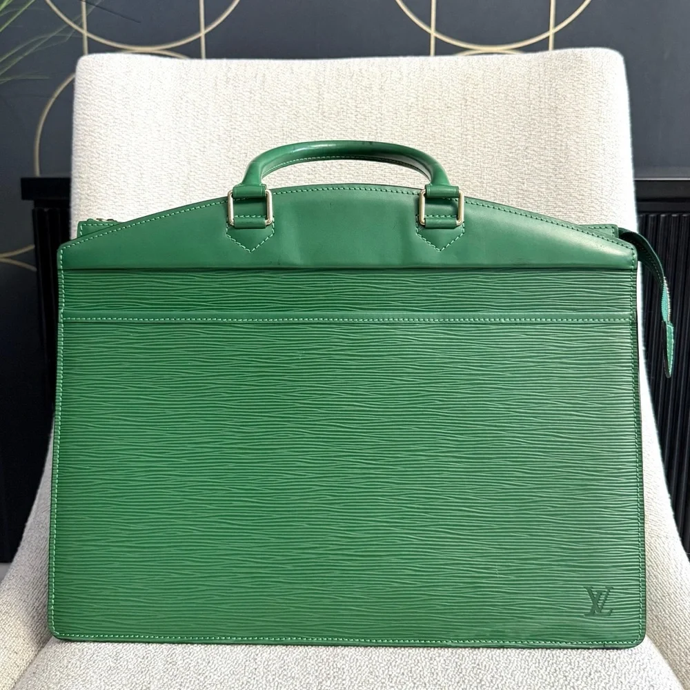 Authentic Louis Vuitton Epi Riviera Handbag in Borneo green
